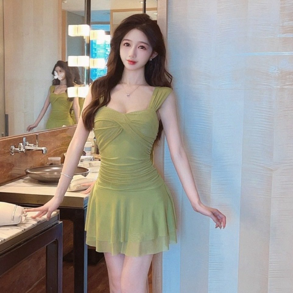 women's low-cut mesh candy-colored ruffled backless slim dress | 1039 - Image 12