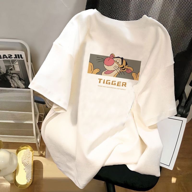 Short-sleeved T-shirt couple covering flesh loose temperament T-shirt | 1053 - Image 58
