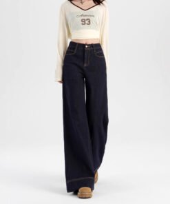 Korean straight jeans women's spring and autumn new high waist jeans | 1046 - Image 3