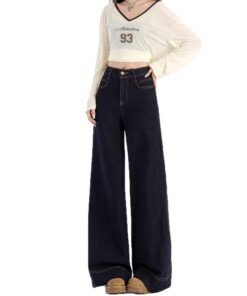Korean straight jeans women's spring and autumn new high waist jeans | 1046 - Image 5