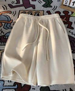 Waffle shorts men's summer thin new loose casual sports trendy beach American style five-point pants | 1035 - Image 30