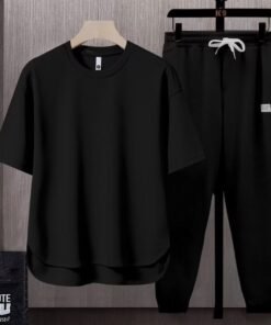 solid color men's T-shirt Japanese trend ins short-sleeved trousers two-piece suit | 1023 - Image 24