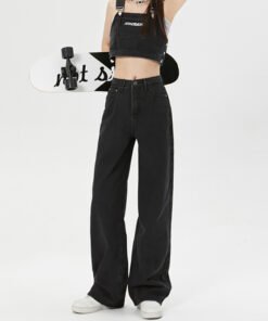 new style high waist slim loose straight drape mopping narrow wide leg pants | 1048 - Image 43