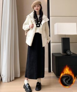 women's autumn and winter thickened knitted hip skirt mid-length back slit lazy style long skirt | 1044 - Image 59
