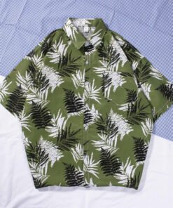 men's beach shirt surfing coconut tree short-sleeved floral shirt cotton | 1034 - Image 43