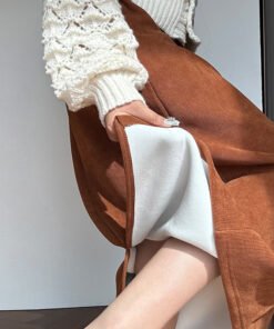 women's autumn and winter thickened knitted hip skirt mid-length back slit lazy style long skirt | 1044 - Image 3