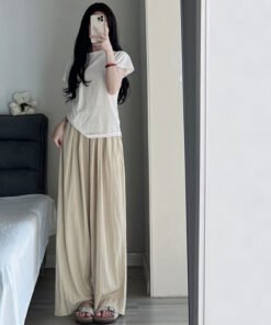 Yamamoto pants ice silk high waist drape casual wide leg pants  | 1045 - Image 9
