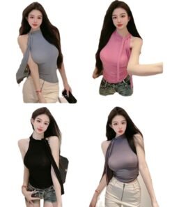 Pure desire style halter neck high collar sleeveless vest women's summer and autumn new style temperament gentle ribbon sexy chest inner top | 1009 - Image 5