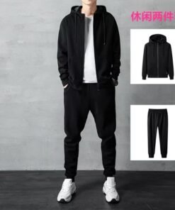 casual sports suit men's loose large size cardigan sweater daily simple zipper suit two-piece trousers | 1024 - Image 36