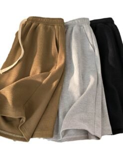 Waffle shorts men's summer thin new loose casual sports trendy beach American style five-point pants | 1035 - Image 9