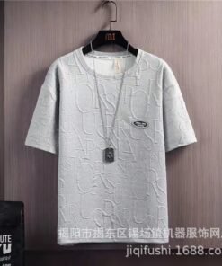trendy all-match solid color casual short-sleeved T-shirt waffle top Korean style | 1054 - Image 28