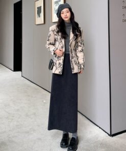 women's autumn and winter thickened knitted hip skirt mid-length back slit lazy style long skirt | 1044 - Image 28