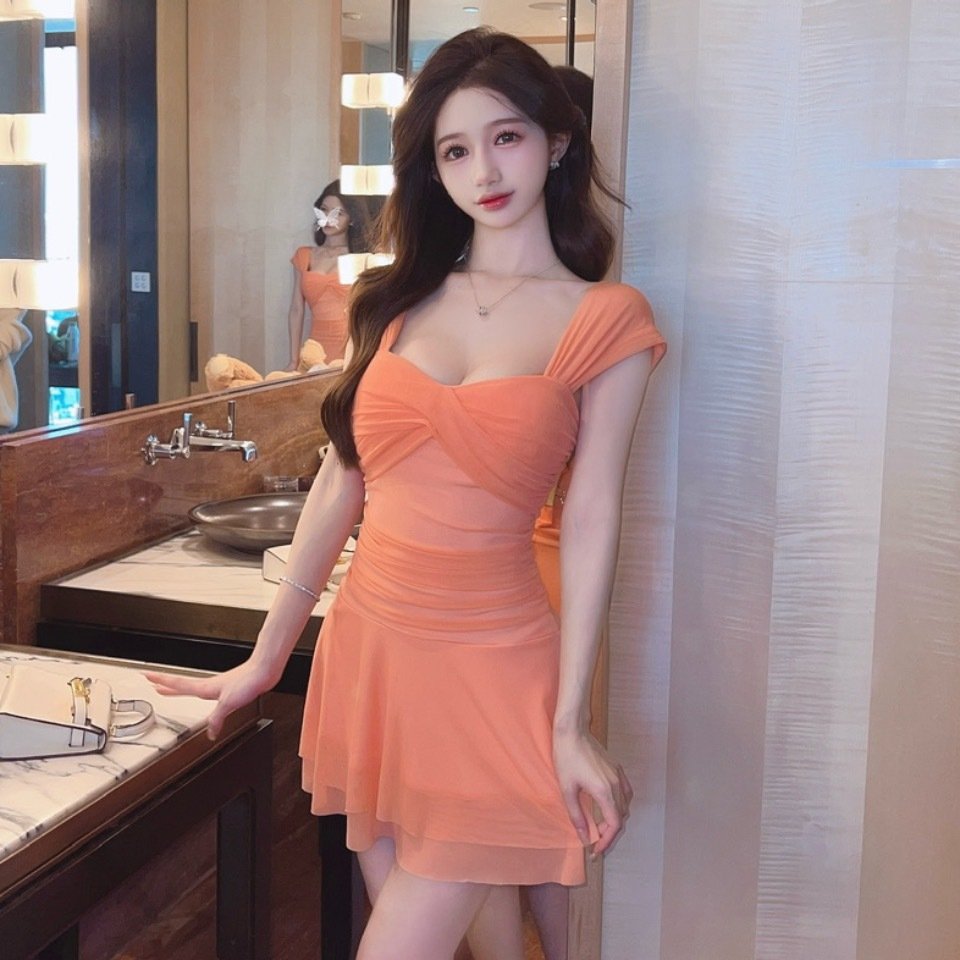 women's low-cut mesh candy-colored ruffled backless slim dress | 1039 - Image 18