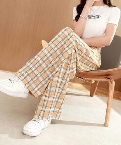 Alternative view of high waist drape loose straight casual slim loose wide leg pants | 1050