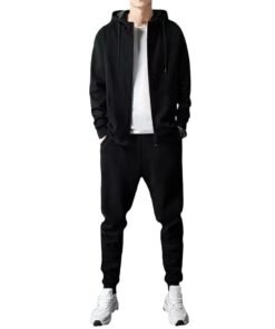 casual sports suit men's loose large size cardigan sweater daily simple zipper suit two-piece trousers | 1024 - Image 5