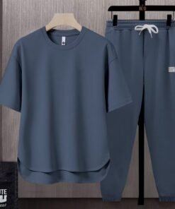 solid color men's T-shirt Japanese trend ins short-sleeved trousers two-piece suit | 1023 - Image 12