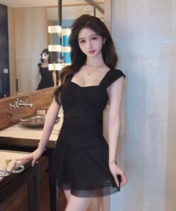 women's low-cut mesh candy-colored ruffled backless slim dress | 1039 - Image 10