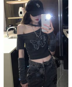 Threaded cotton sleeve T-shirt for women, | 1063 - Image 6