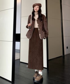 women's autumn and winter thickened knitted hip skirt mid-length back slit lazy style long skirt | 1044 - Image 16