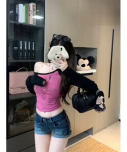 Rhinestone off-Shoulder T-shirt | 1065 - Image 4