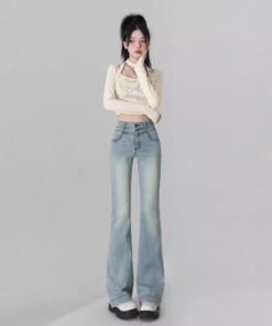 light blue flared jeans for women | 1083 - Image 3