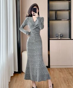 Thirteen Lines of Quality Goddess Temperament High-Grade Dress Fishtail Dress Rhinestone Socialite High-End Dress 5316 | 1003 - Image 4