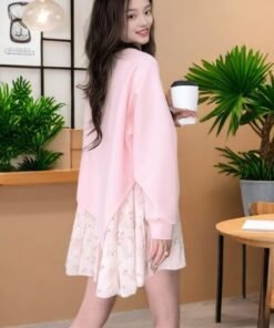 Alternative view of Sweatshirt Fake Two Pieces Casual Loose Sweatshirt Dress Women | 8013
