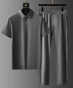 Alternative view of ultra-thin quick-drying ice silk short-sleeved two-piece suit high-end men's lapel suit | 1119