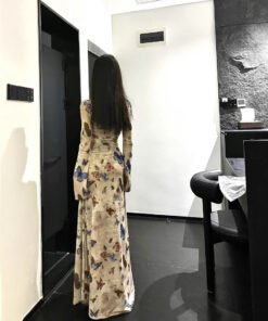 Babes Vintage Butterfly Print Long Sleeve Dress | 8008 - Image 4