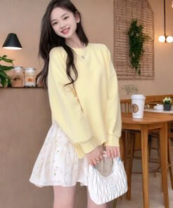Sweatshirt Fake Two Pieces Casual Loose Sweatshirt Dress Women | 8013 - Image 3