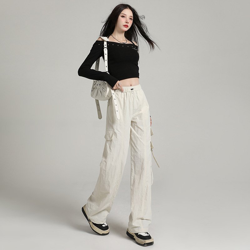 high-waisted casual wide-leg trousers, windproof and waterproof paratrooper pants tide | 7003 - Image 2