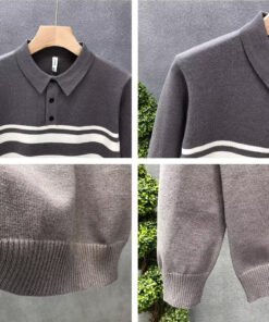 Alternative view of Spring New Men's Solid Color Long Sleeve Business Casual Polo Shirt | 8515