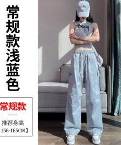 cargo pants binding, wide legs, two high-waisted slacks, sweatpants women | 7005 - Image 7