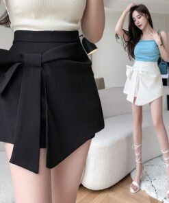 Bow design high waist feeling wide shorts small man skirt | 7010