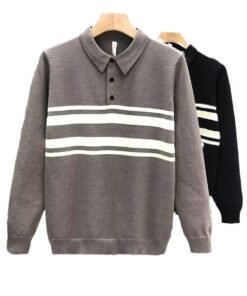 Spring New Men's Solid Color Long Sleeve Business Casual Polo Shirt | 8515 - Image 5