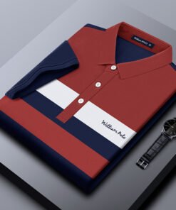 Alternative view of POLO shirt elastic polo shirt striped short-sleeved | 1096