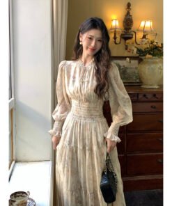 French floral chiffon dress women's spring | 8007 - Image 7