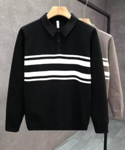 Spring New Men's Solid Color Long Sleeve Business Casual Polo Shirt | 8515 - Image 4