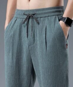 Men's Linen Casual Pants Summer Ice Silk Quick-drying Thin Long Pants | 1114 - Image 15