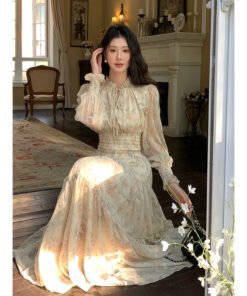 Alternative view of French floral chiffon dress women's spring  | 8007