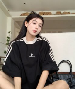 Cotton Korean version of the student design sense niche shoulder T-shirt | 8504 - Image 12
