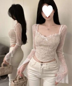 inner shirt with small shirt, early spring, new pure desire sexy square neck top | 9014 - Image 4