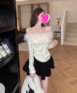 diamond long-sleeved shirt hot girl undershirt with top | 9013 - Image 5