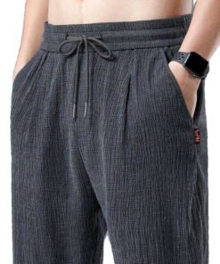 Men's Linen Casual Pants Summer Ice Silk Quick-drying Thin Long Pants | 1114 - Image 4