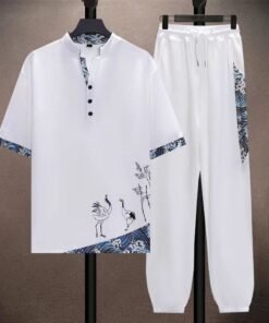 Ice silk suit men's summer thin Tang suit short sleeve casual large siz | 1108 - Image 10
