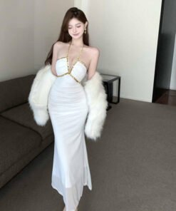 pure desire French dress hot girl celebrity style halterneck skirt | 8030 - Image 3