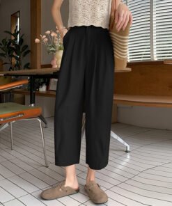 wash pants straight cropped harem women's pants | 7001 - Image 33