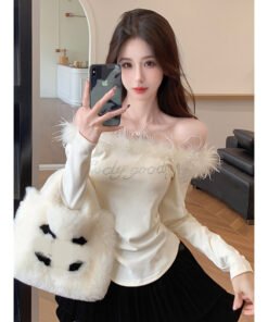 diamond long-sleeved shirt hot girl undershirt with top | 9013 - Image 6