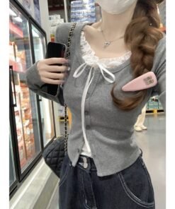 spring slim pure lust style inner top bow base shirt | 9002 - Image 4