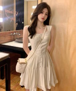 Summer white moonlight temperament sweet and gentle wind slip dress | 8024